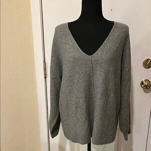 LOFT Heather Gray V-Neck Sweater